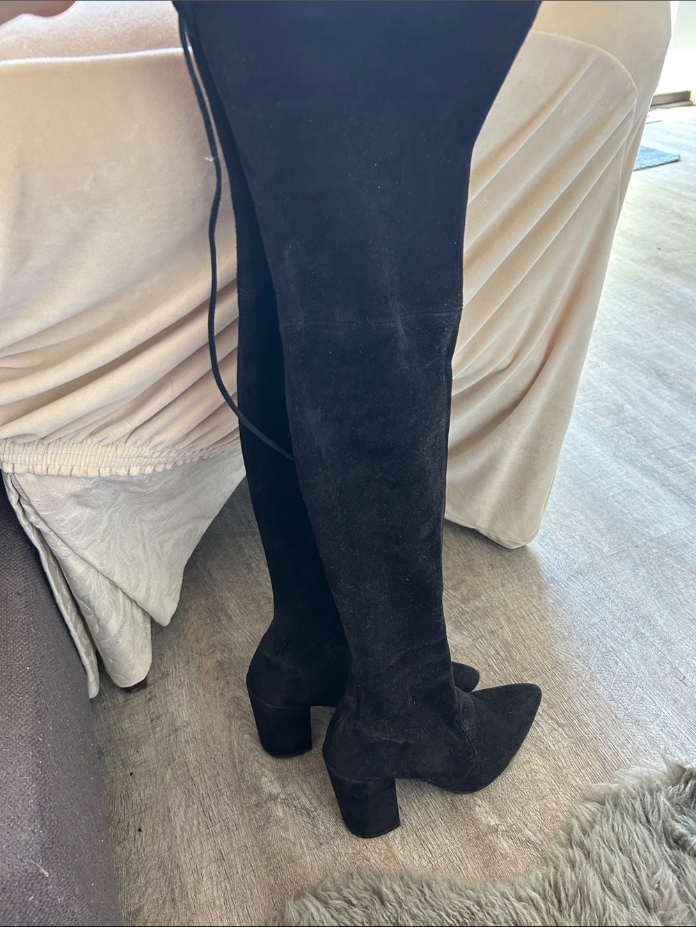 Stuart Weitzman Black Over-the-Knee Suede Boots